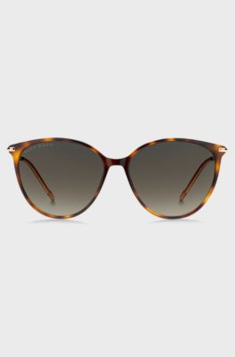 Havana-acetate sunglasses with brown shaded lenses, Brown Patterned