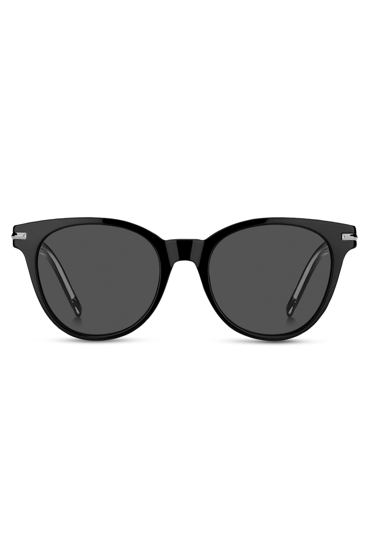 Sonnenbrille aus schwarzem Acetat mit gelaserten Logos, Schwarz