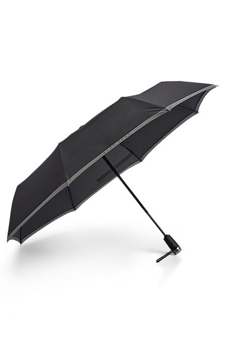 그레이 테두리 디자인의 포켓 우산, 블랙