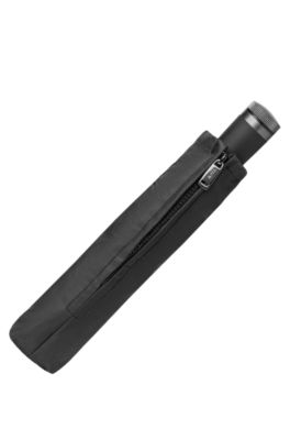 Automatic-opening pocket umbrella with contrast canopy edge, Black