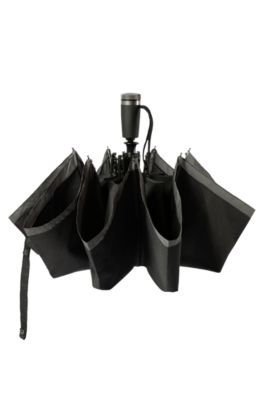 Automatic-opening pocket umbrella with contrast canopy edge, Black