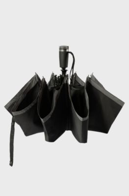 Automatic-opening pocket umbrella with contrast canopy edge, Black