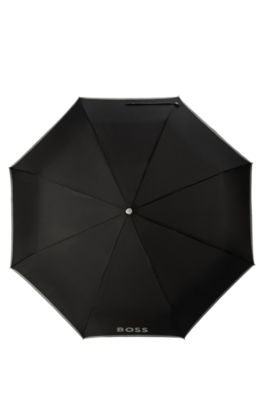 Automatic-opening pocket umbrella with contrast canopy edge, Black