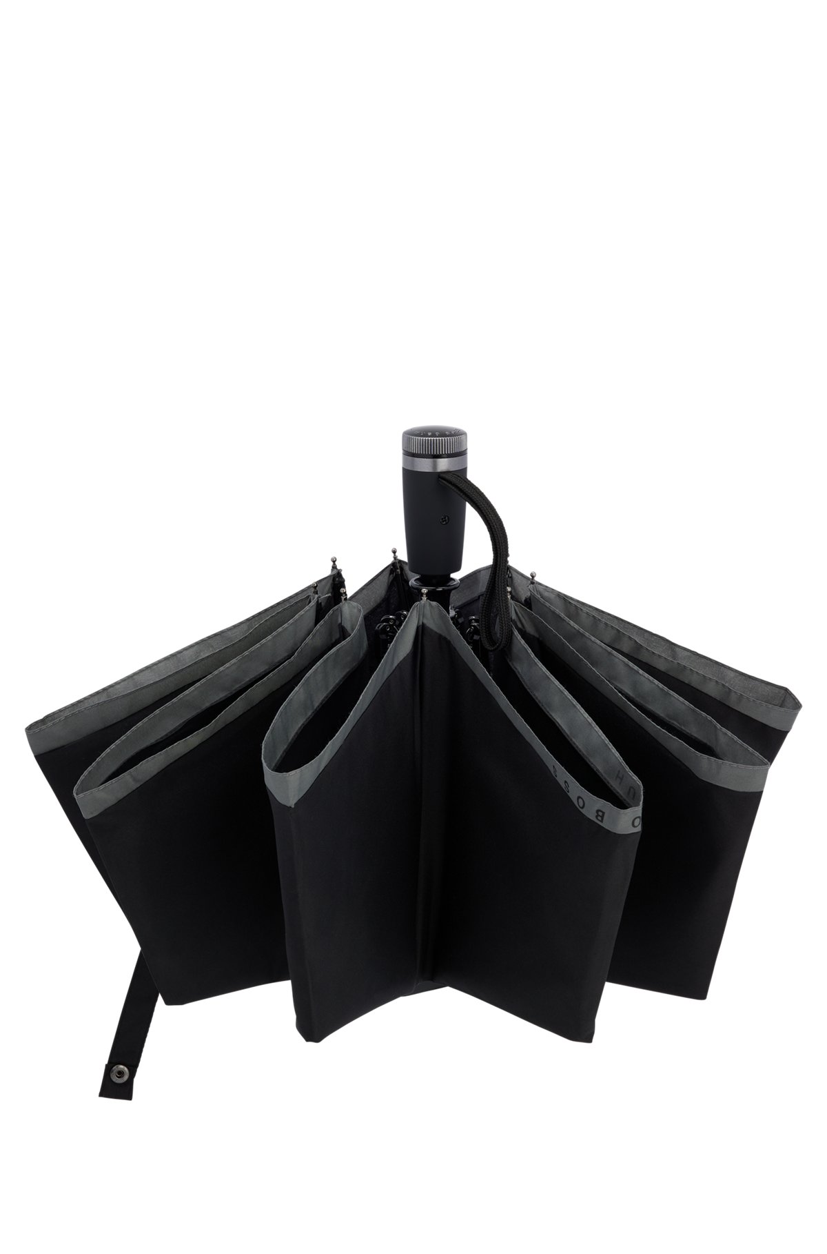 Pocket umbrella with grey border, Black