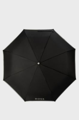 Automatic-opening pocket umbrella with contrast canopy edge, Black