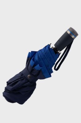 Automatic-opening pocket umbrella with blue contrast canopy edge, Dark Blue