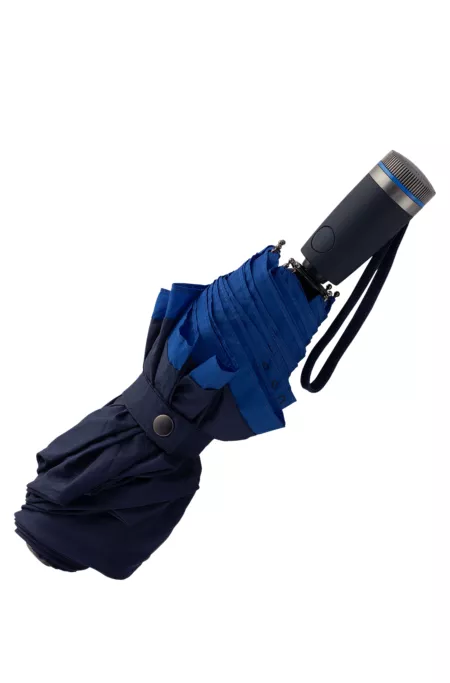 Automatic-opening pocket umbrella with blue contrast canopy edge