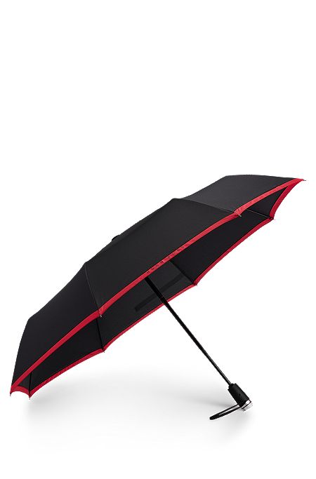 Карманный зонт с красной каймой, Черный