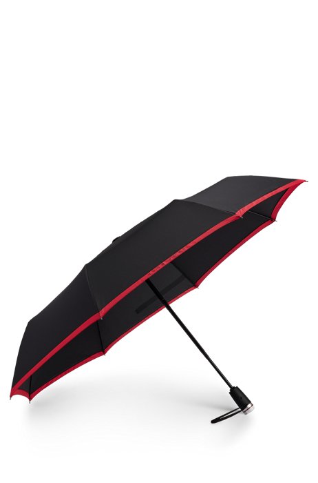 Paraguas de bolsillo con cenefa roja, Negro