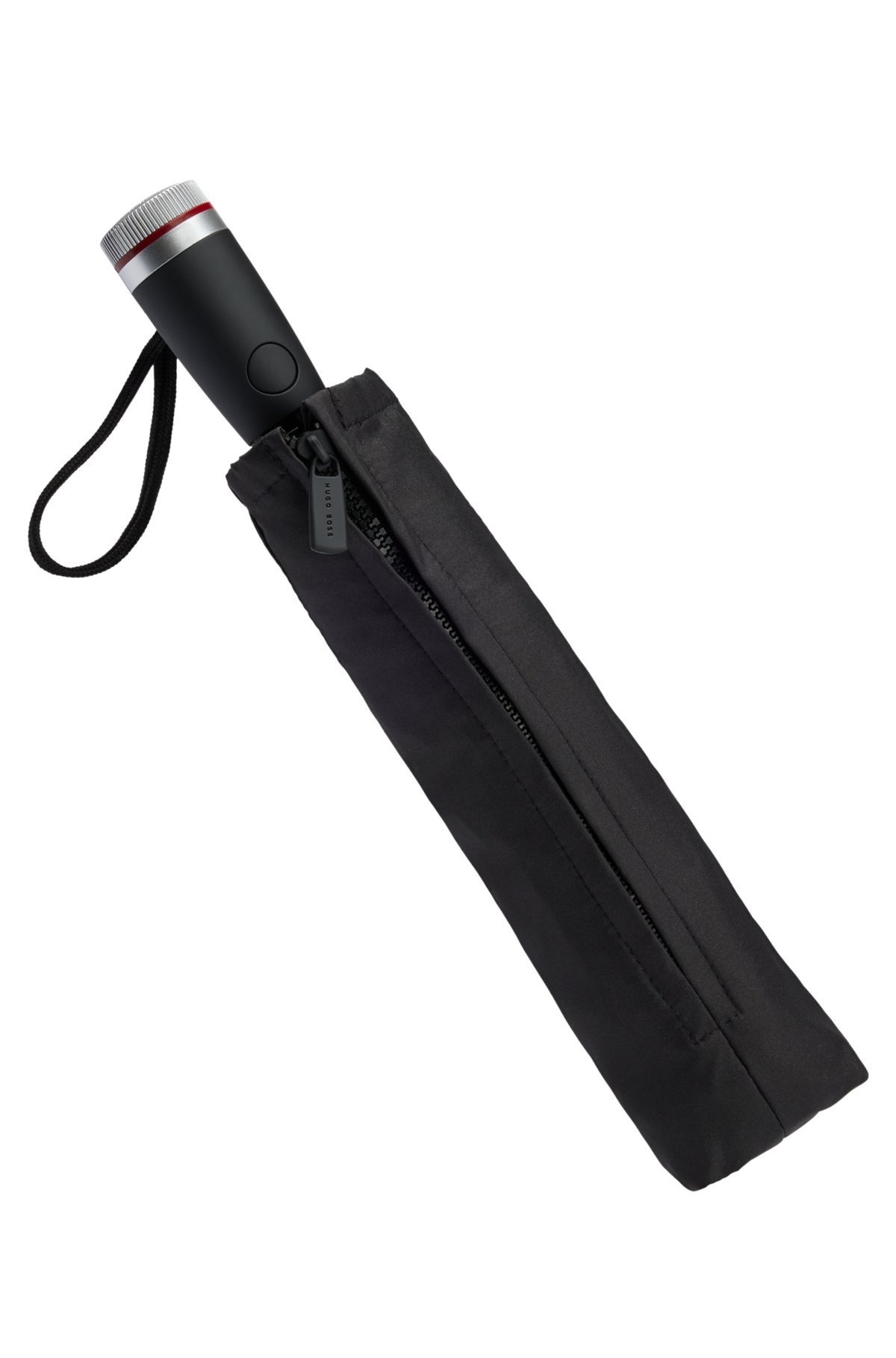 Pocket umbrella with red border, Black