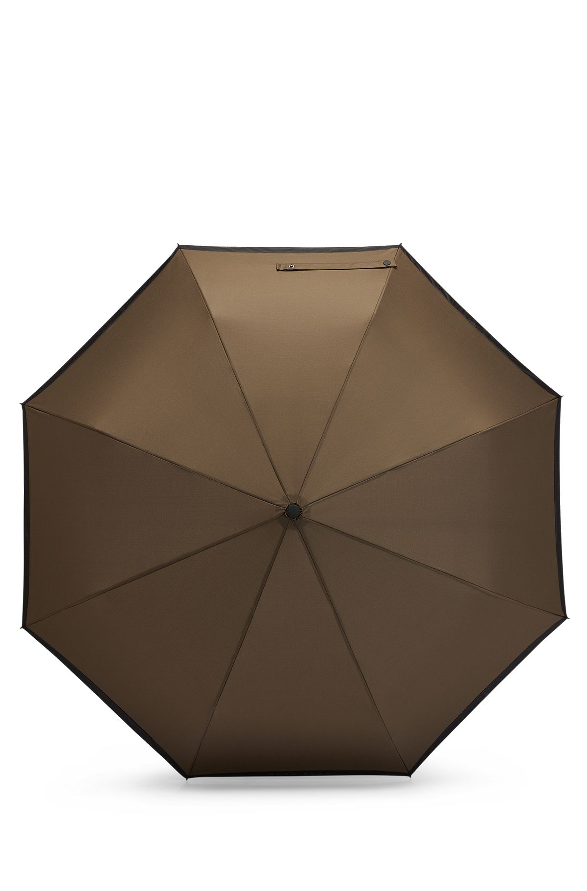 Lommeparaply i khaki med sort kant, Kaki