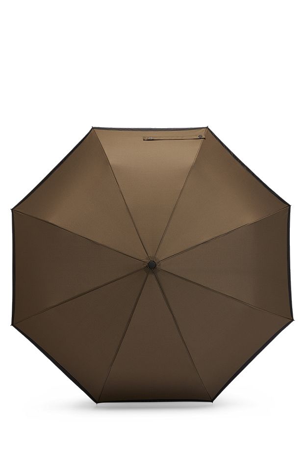 Guarda-chuva de bolso caqui com borda preta, Caqui
