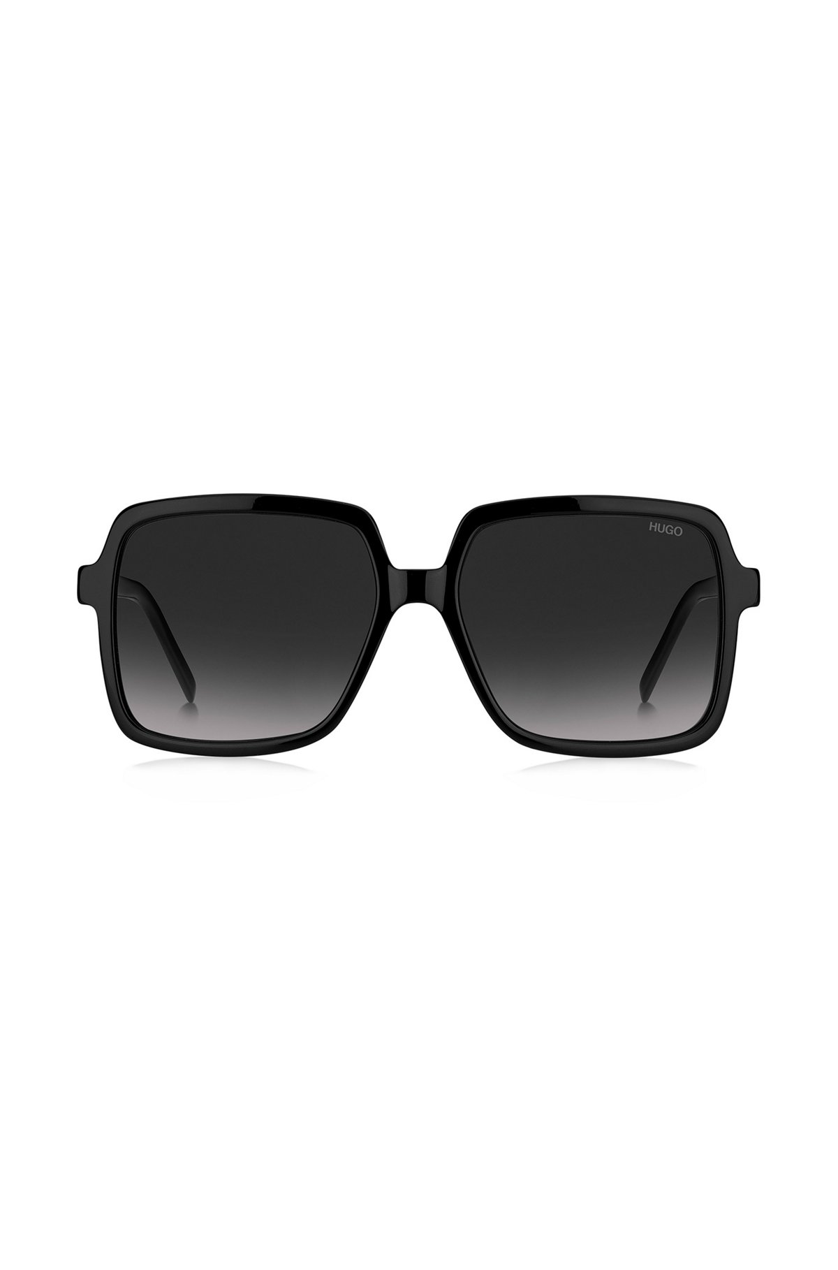 Sonnenbrille aus schwarzem Acetat mit tonalen Logos, Schwarz