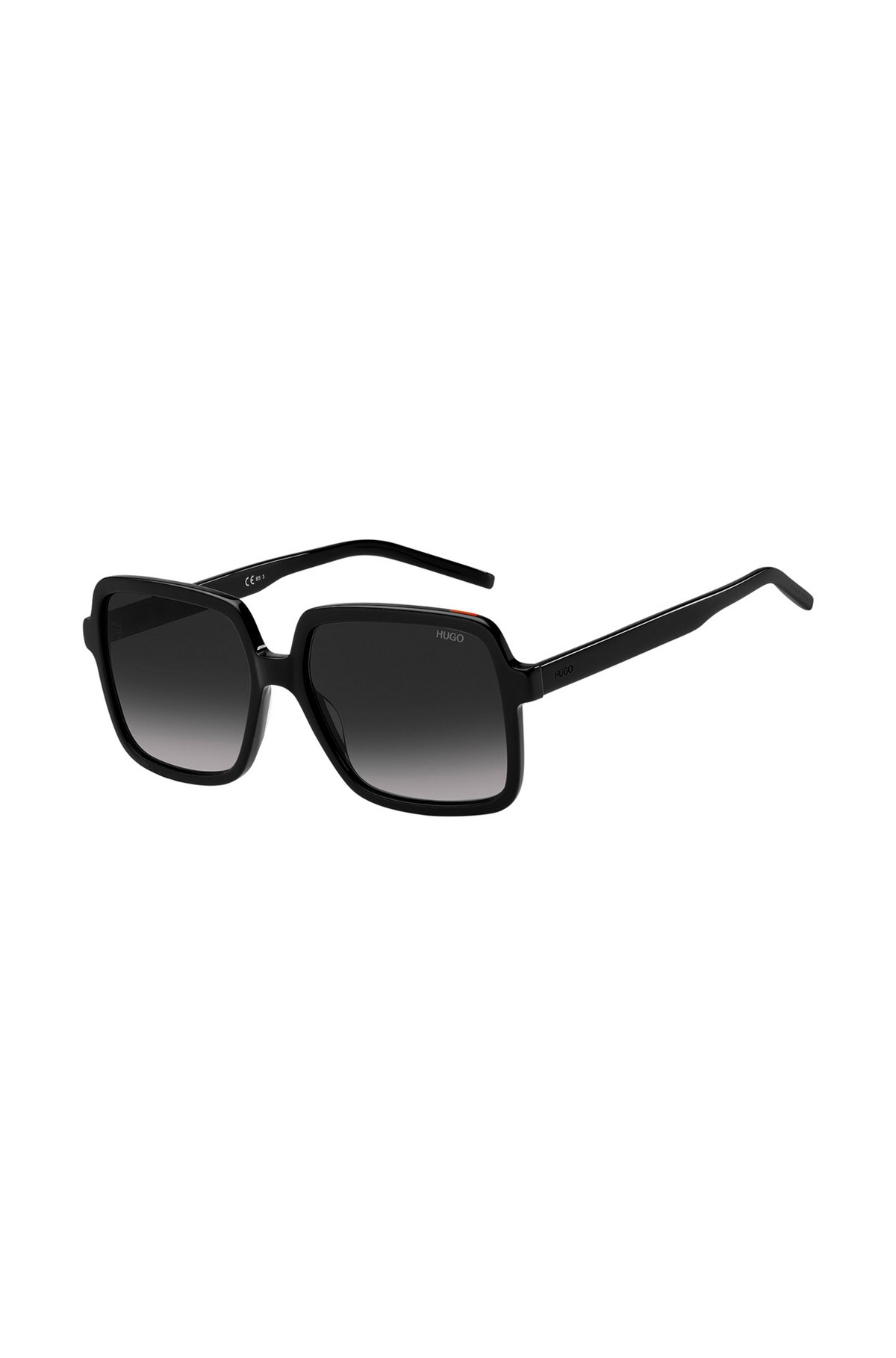 Sonnenbrille aus schwarzem Acetat mit tonalen Logos, Schwarz