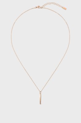 Twisted-pendant necklace with gold finish and crystals, Gold tone