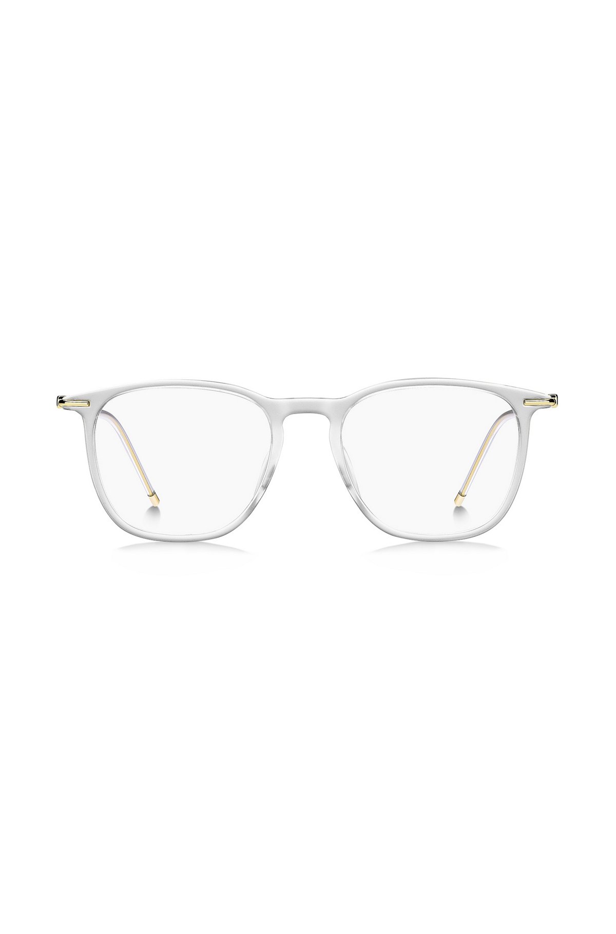 Brillenfassung aus transparentem Acetat mit goldfarbenen Bügeln, Transparent