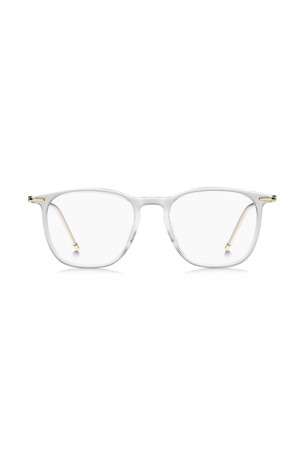 BOSS - Montura para gafas acetato transparente patillas doradas