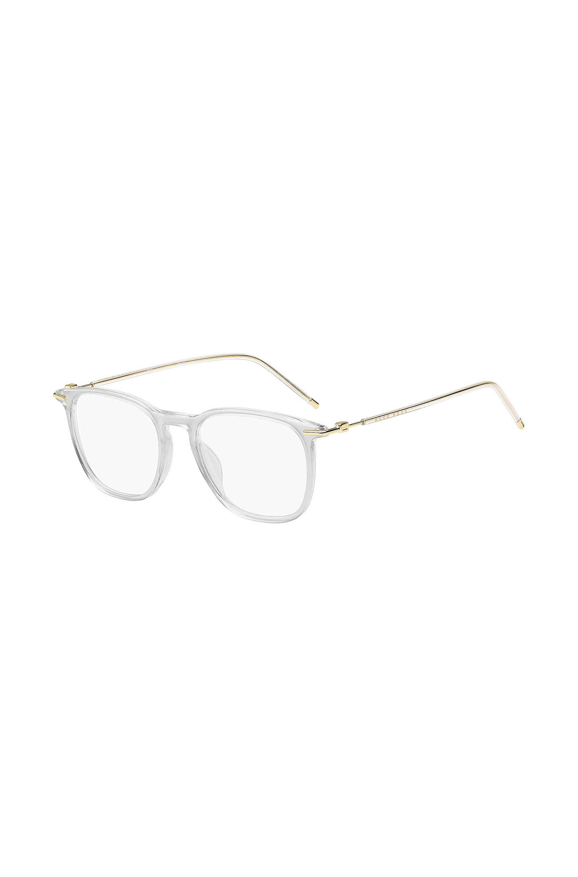 Clear-acetate optical frames with gold-tone temples, Transparent