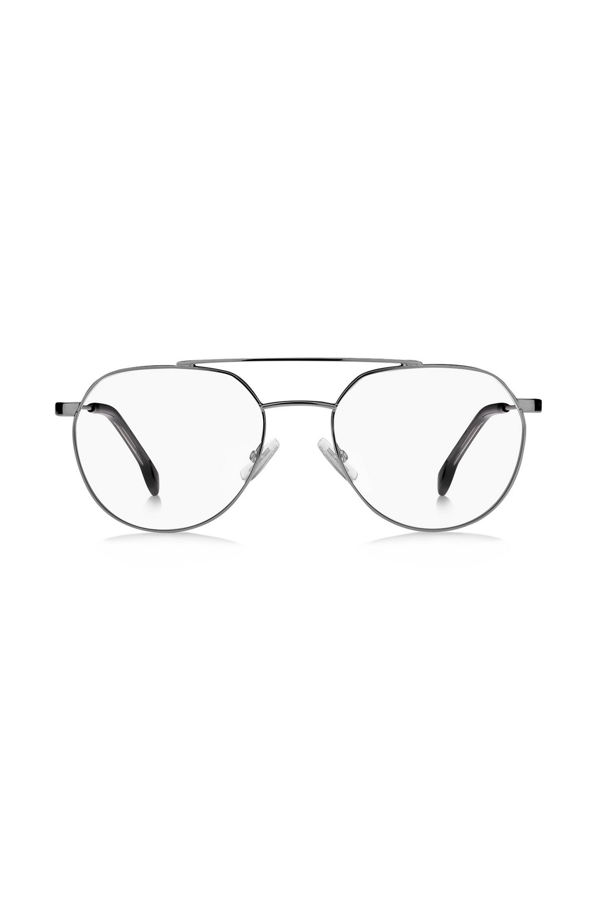 Brillenfassung mit Doppelsteg und Aussparung an den Bügeln, Silber
