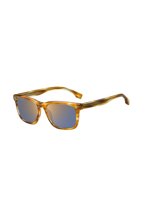 Havana-acetate sunglasses with silver-tone accents, Patterned