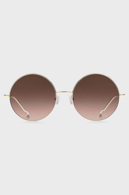 Round sunglasses in gold-tone titanium, Gold