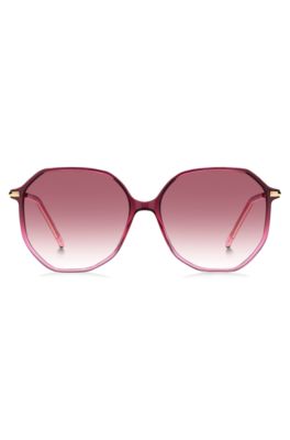 Pink-acetate sunglasses with logo detail, Pink