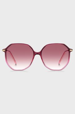 Sonnenbrille aus rosafarbenem Acetat mit Logo-Detail, Pink