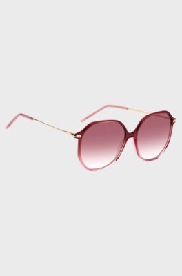 Sonnenbrille aus rosafarbenem Acetat mit Logo-Detail, Pink