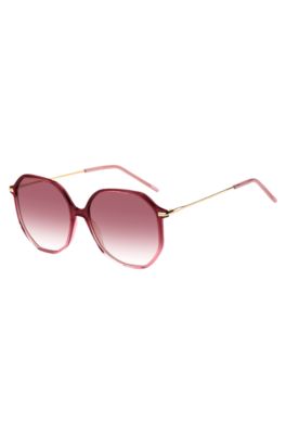 Pink-acetate sunglasses with logo detail, Pink