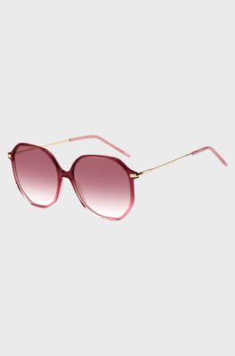 Sonnenbrille aus rosafarbenem Acetat mit Logo-Detail, Pink