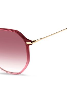 Solglas&ouml;gon i rosa acetat med logga, Rosa