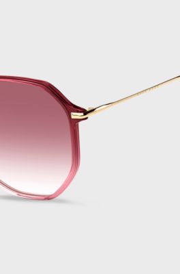 Sonnenbrille aus rosafarbenem Acetat mit Logo-Detail, Pink