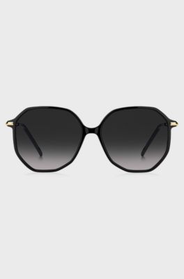 Black-acetate sunglasses with tubular temples, Black