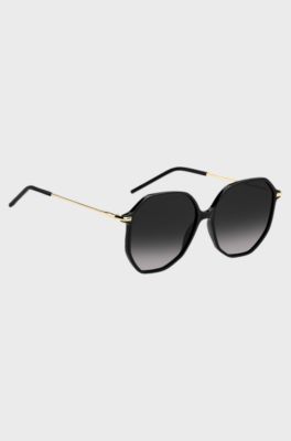 Black-acetate sunglasses with tubular temples, Black
