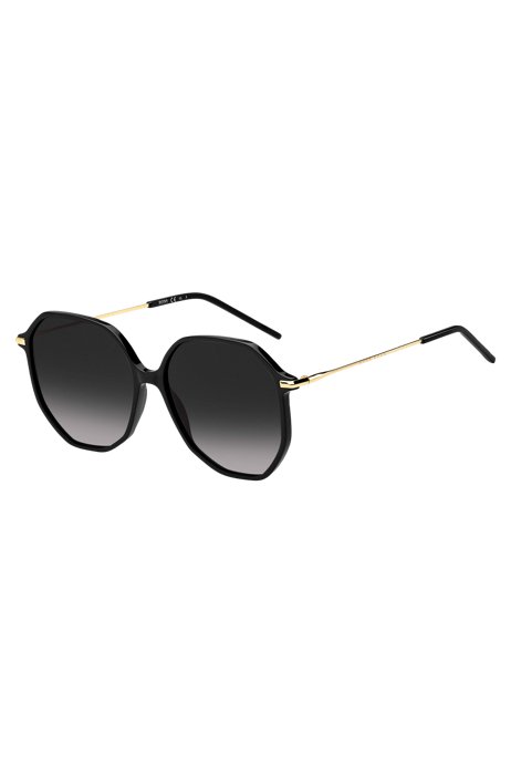 Black-acetate sunglasses with tubular temples, Black