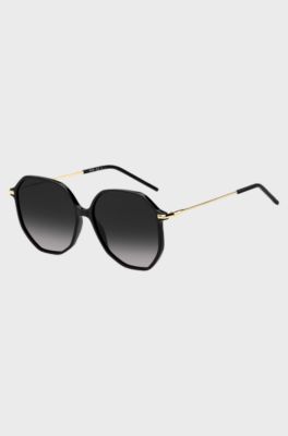 Black-acetate sunglasses with tubular temples, Black