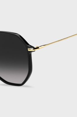 Black-acetate sunglasses with tubular temples, Black