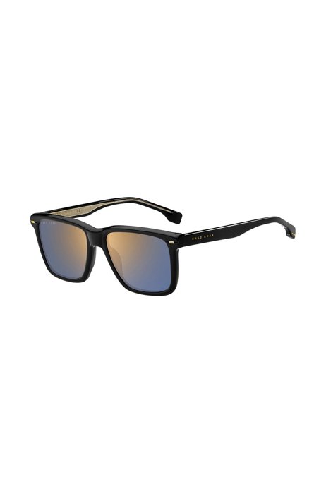 Black-acetate sunglasses with gold-tone accents, Black