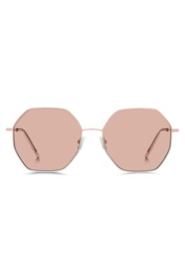 Tubular-temple sunglasses with pink-silver gradients, Pink