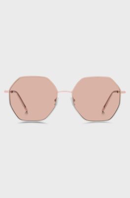 Tubular-temple sunglasses with pink-silver gradients, Pink