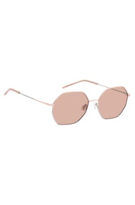 Tubular-temple sunglasses with pink-silver gradients, Pink