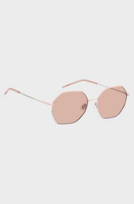 Tubular-temple sunglasses with pink-silver gradients, Pink