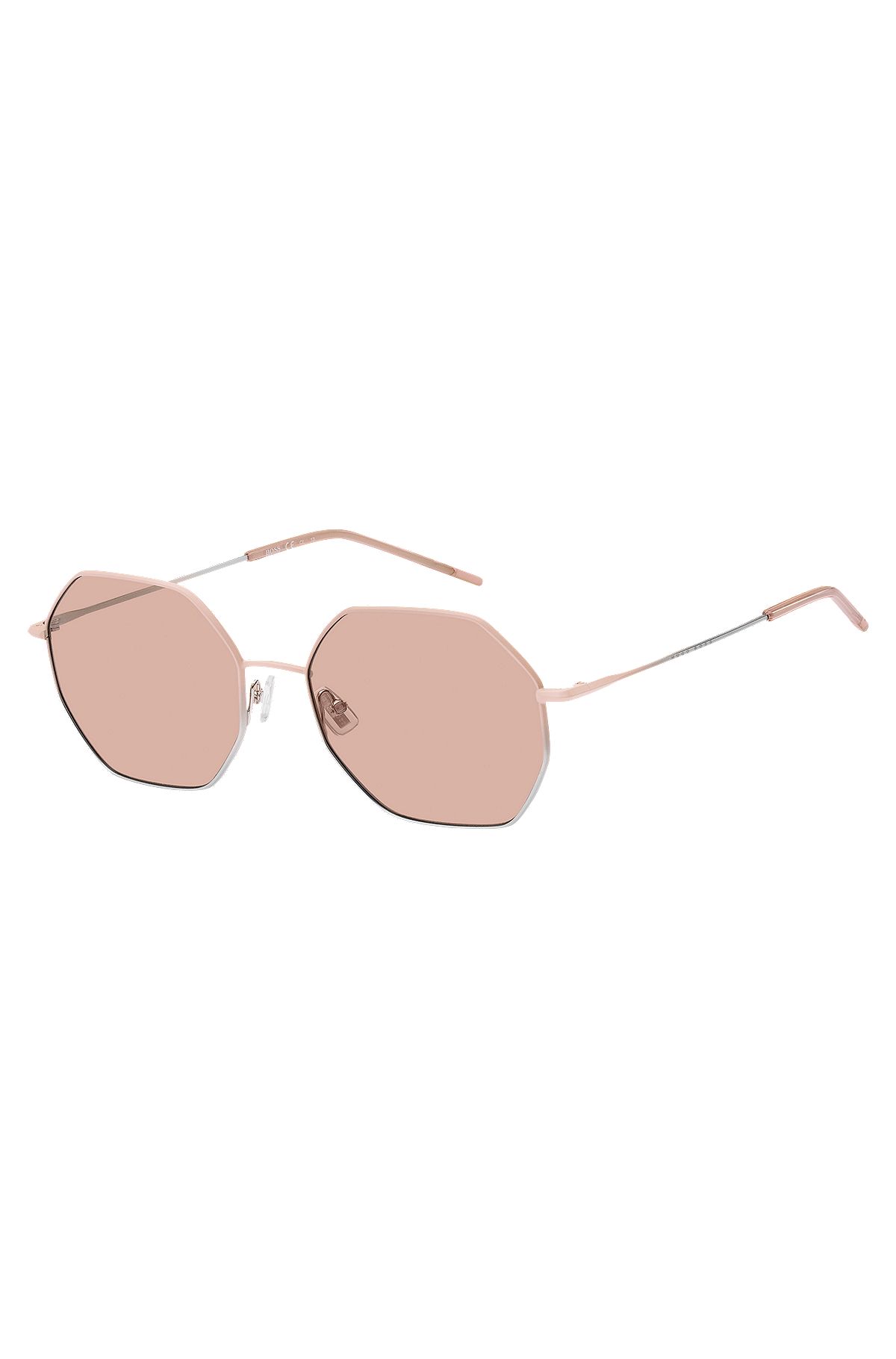 Tubular-temple sunglasses with pink-silver gradients, Pink