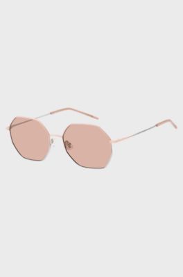 Tubular-temple sunglasses with pink-silver gradients, Pink
