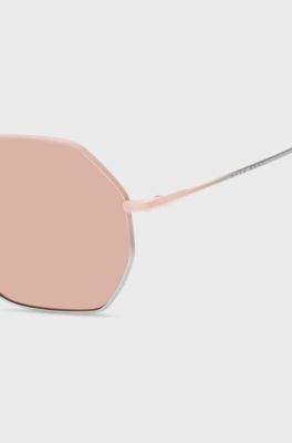 Tubular-temple sunglasses with pink-silver gradients, Pink