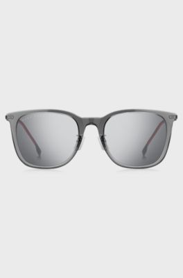 Grey-acetate sunglasses with red accents, Grey