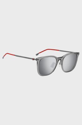 Grey-acetate sunglasses with red accents, Grey