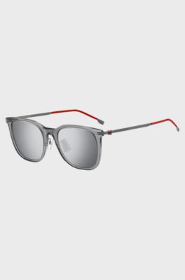 Grey-acetate sunglasses with red accents, Grey