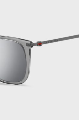 Grey-acetate sunglasses with red accents, Grey