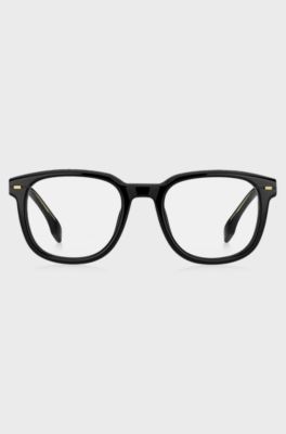 Black-acetate optical frames with gold-tone accents, Black
